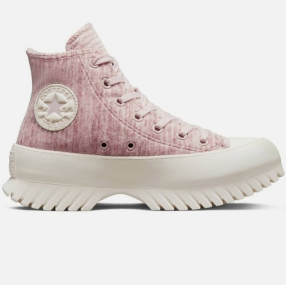Converse chuck taylor pink velour high top platform sneakers mens 9.5 wo'n 11.5 - Picture 2 of 13